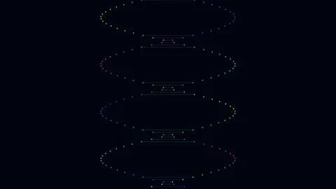 Futuristic Data Visualization of Colorful Abstract Molecular Rings on Black Stock Footage 340341145