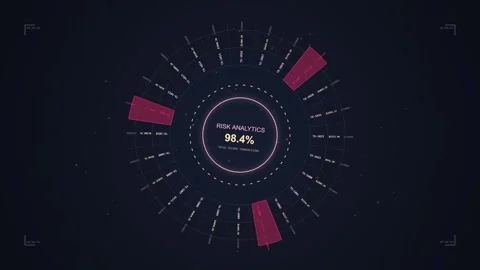 Futuristic Data Visualization: Digital HUD Circle with Analytics and 98.4% .. Stock Footage 348412182
