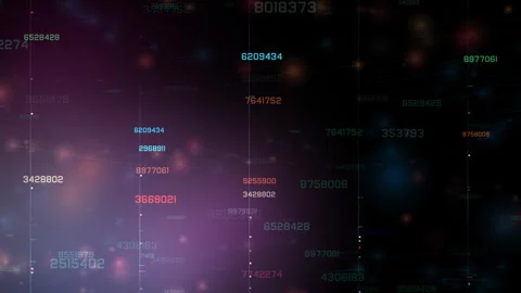 Futuristic Data Visualization With Floating Numbers And Soft Glows Flowing Video stock 317828066