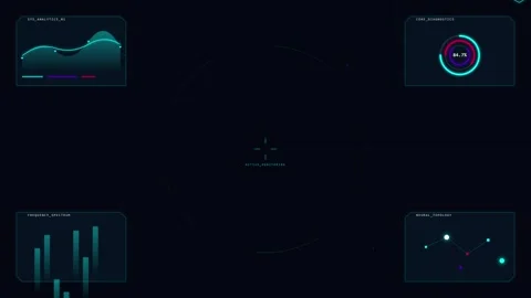 Futuristic data visualization interface with glowing digital network lines Stock-Footage 347094539