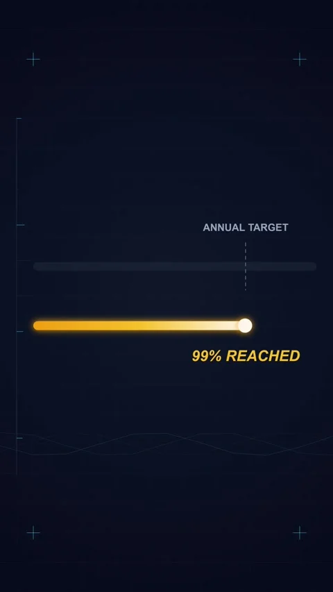 Futuristic data visualization showing corporate performance and yearly goal.. Stock Footage 344941161