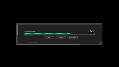 Futuristic Database Copy Progress Interface With Percentage Monitor Pause Cancel Stock Footage 341356039