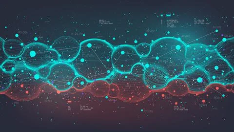 Futuristic database processing and storage method, digital visualization of b Stockillustratie
