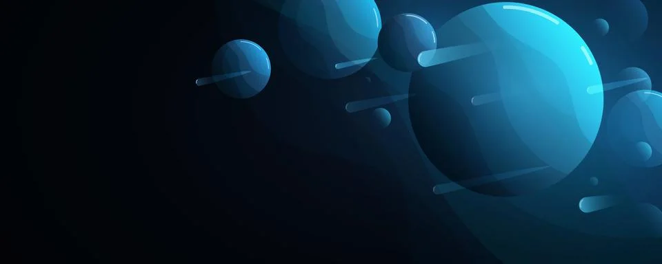 Futuristic deep space cartoon concept for your presentation. Meteorites and p Illustrazione stock