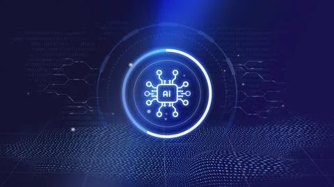 Futuristic depiction of artificial intelligence technology with digital Stock-Illustration