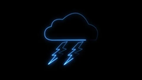 A futuristic depiction of a cloud emitting electric energy bolts in the nig.. Stock Footage 337367305