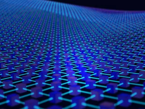 A futuristic depiction of a virtual network structured as interconnected blocks Stock Illustration