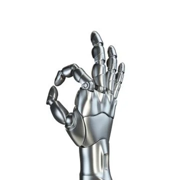 Futuristic design concept of a robotic mechanical arm matte chrome . Template Illustrazione stock