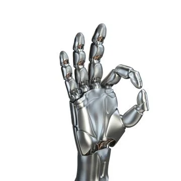 Futuristic design concept of a robotic mechanical arm matte chrome . Template Stock Illustration