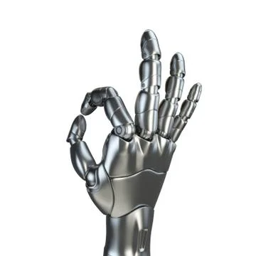 Futuristic design concept of a robotic mechanical arm matte chrome . Template Stock Illustration