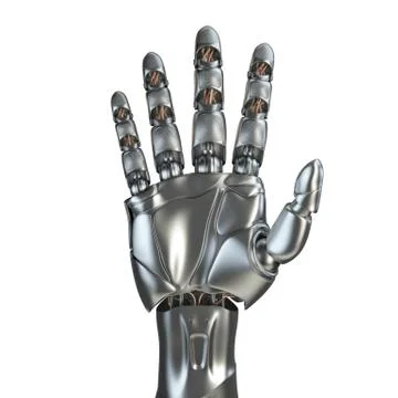 Futuristic design concept of a robotic mechanical arm matte chrome . Template Stock Illustration