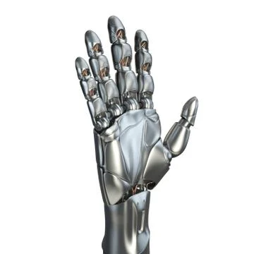 Futuristic design concept of a robotic mechanical arm matte chrome . Template Stock Illustration
