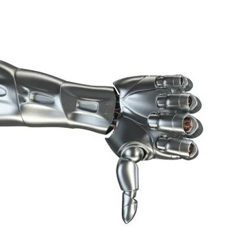 Futuristic design concept of a robotic mechanical arm matte chrome . Template Stock Illustration