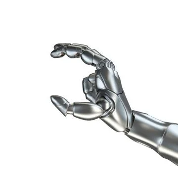 Futuristic design concept of a robotic mechanical arm matte chrome . Template Stock Illustration