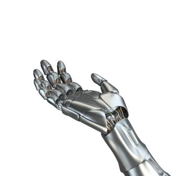 Futuristic design concept of a robotic mechanical arm matte chrome . Template Illustrazione stock
