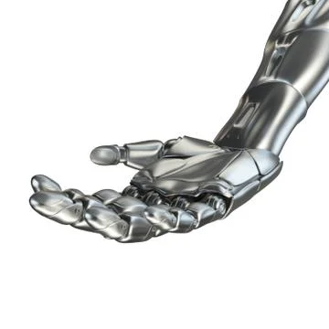 Futuristic design concept of a robotic mechanical arm matte chrome . Template Stock Illustration