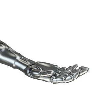 Futuristic design concept of a robotic mechanical arm matte chrome . Template Stock Illustration