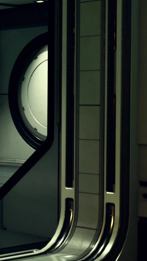 Futuristic design elements create a unique atmosphere in a sleek interior space Stock Footage 334203233