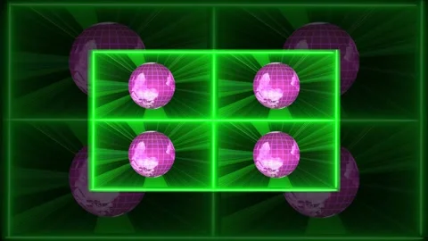 Futuristic design of four pink globes in neon green frames surrounded by ou.. Stock Footage 321397268