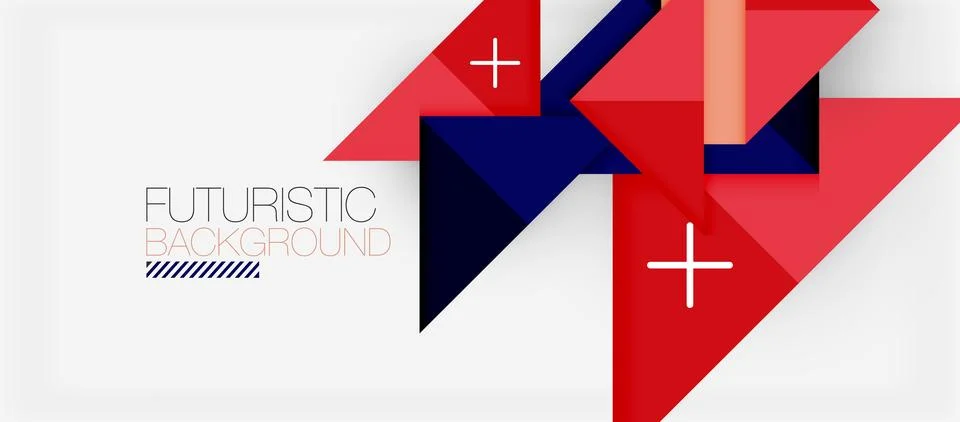 Futuristic design with red blue triangles and crosses in a symmetrical pattern Stock Illustration