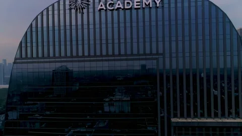 Futuristic Design of Sampoerna Academy Building and Jakarta Cityscape Stock Footage 168955748