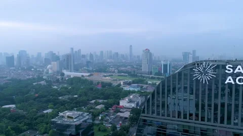 Futuristic Design of Sampoerna Academy Building and Jakarta Cityscape Stock Footage 168955868