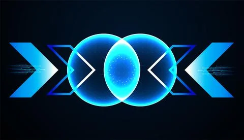 A futuristic design shows layered arrows rising, expressing quantum power a.. Stock Illustration