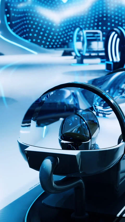 Futuristic design of a sleek device in a modern technology space at night Stock Footage 332227990