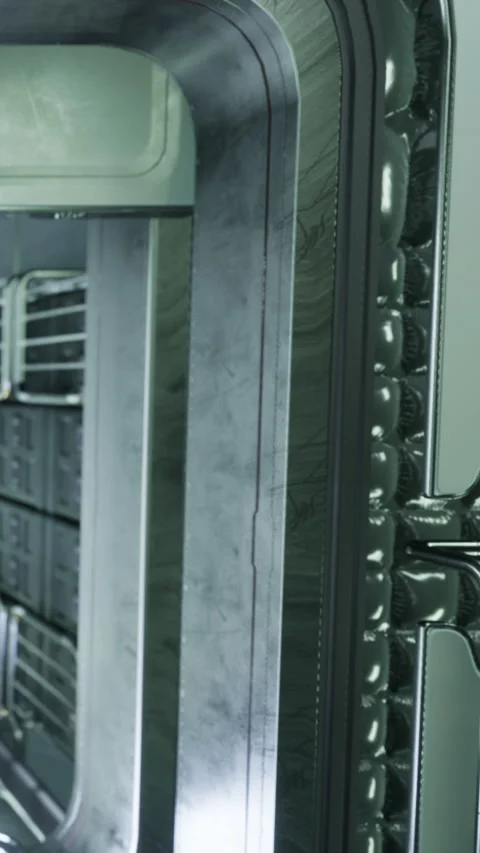 Futuristic design of storage units in a modern interior setting Stock Footage 335093876