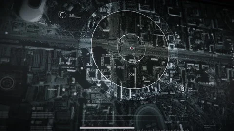 Futuristic detection scan system has found the target position on the highway Video stock 164859162
