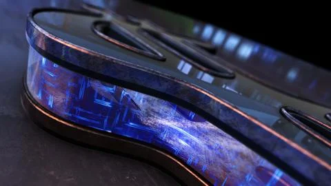 Futuristic device emitting blue light showing complex circuitry 스톡 일러스트