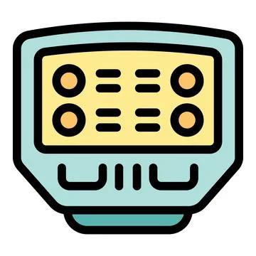 Futuristic device interface displaying information with buttons and indicator Illustrazione stock