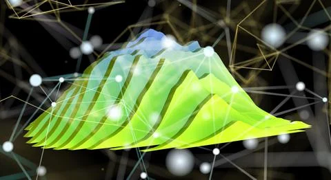 Futuristic diagram wave with network streams on a black background Stock Illustration