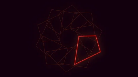 Futuristic diamond triangular geometric pattern with glowing red edges Stock Footage 285696858