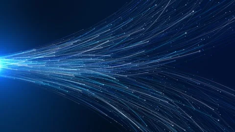 Futuristic digital 4K Blue shining glitter particles Animation AI neural network Stock Footage 342784009