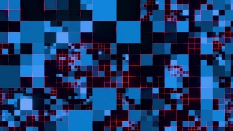 Futuristic Digital Abstract Background of Pulsing Blue Geometric Cubes. 4K Stock Footage 332702046