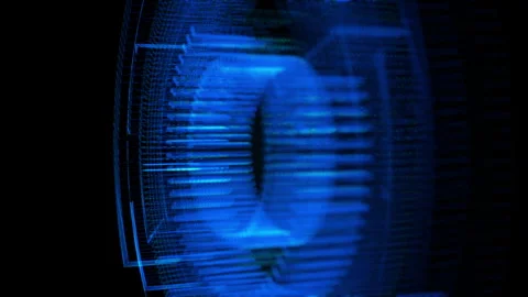 Futuristic Digital Abstract Circular Design in Blue Tones with a Sense of E.. Stock Footage 339207445