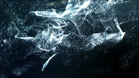 Futuristic Digital Abstract Dark Particles Stock Footage 111398053