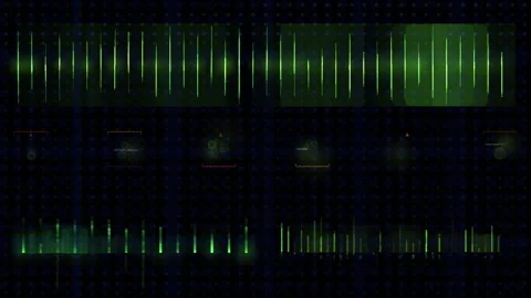 Futuristic Digital Abstract Data Visualization Pulsating Green Waveforms Vidéo 303404932