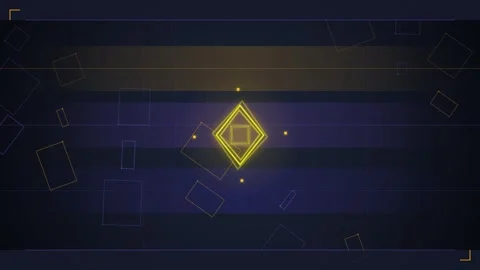 Futuristic Digital Abstract Diamond Shape with Blue and Yellow Lines Backgrou Stock Footage 348020999