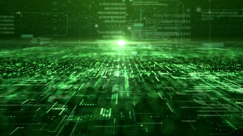 Futuristic Digital Abstract Matrix Particles Grid Stockbeeldmateriaal 97809855