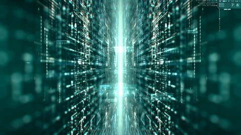 Futuristic Digital Abstract Matrix Particles Grid Stockbeeldmateriaal 98665726