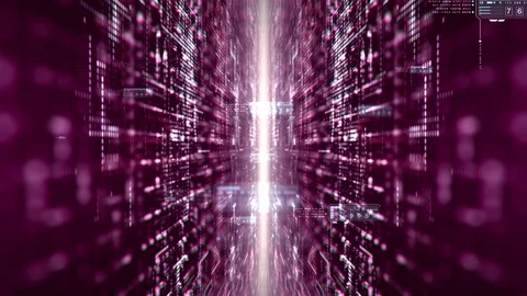 Futuristic Digital Abstract Matrix Particles Grid Video stock 98666394