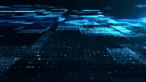 Futuristic Digital Abstract Matrix Particles Grid Stock-Footage 108642718