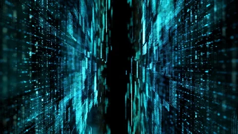 Futuristic Digital Abstract Matrix Particles Grid Stock Footage 108642741