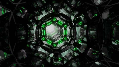 Futuristic digital abstract motion background Flight through an abstract endless Illustrazione stock