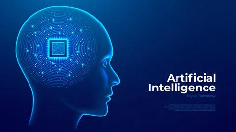 Futuristic digital AI human face concept Stock Illustration