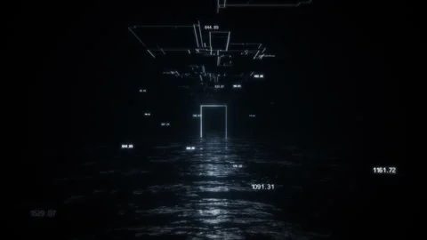 Futuristic Digital AI Tech Door Loop Stock Footage 313662832