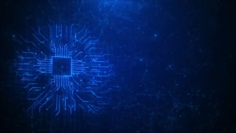 Futuristic Digital Art of a Glowing Circuit Board AI Artificial intelligence Stock Footage 314198441