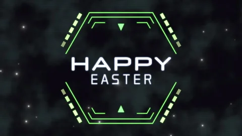 Futuristic digital artwork Happy Easter with geometric shapes and lines Stock Footage 260920009